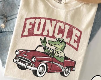 Camiseta vintage Funcle, camiseta divertida para tío de Comfort Colors®, camiseta retro con estampado de cocodrilo, regalo de cumpleaños para él, regalo para tío, camiseta gráfica genial para hombre