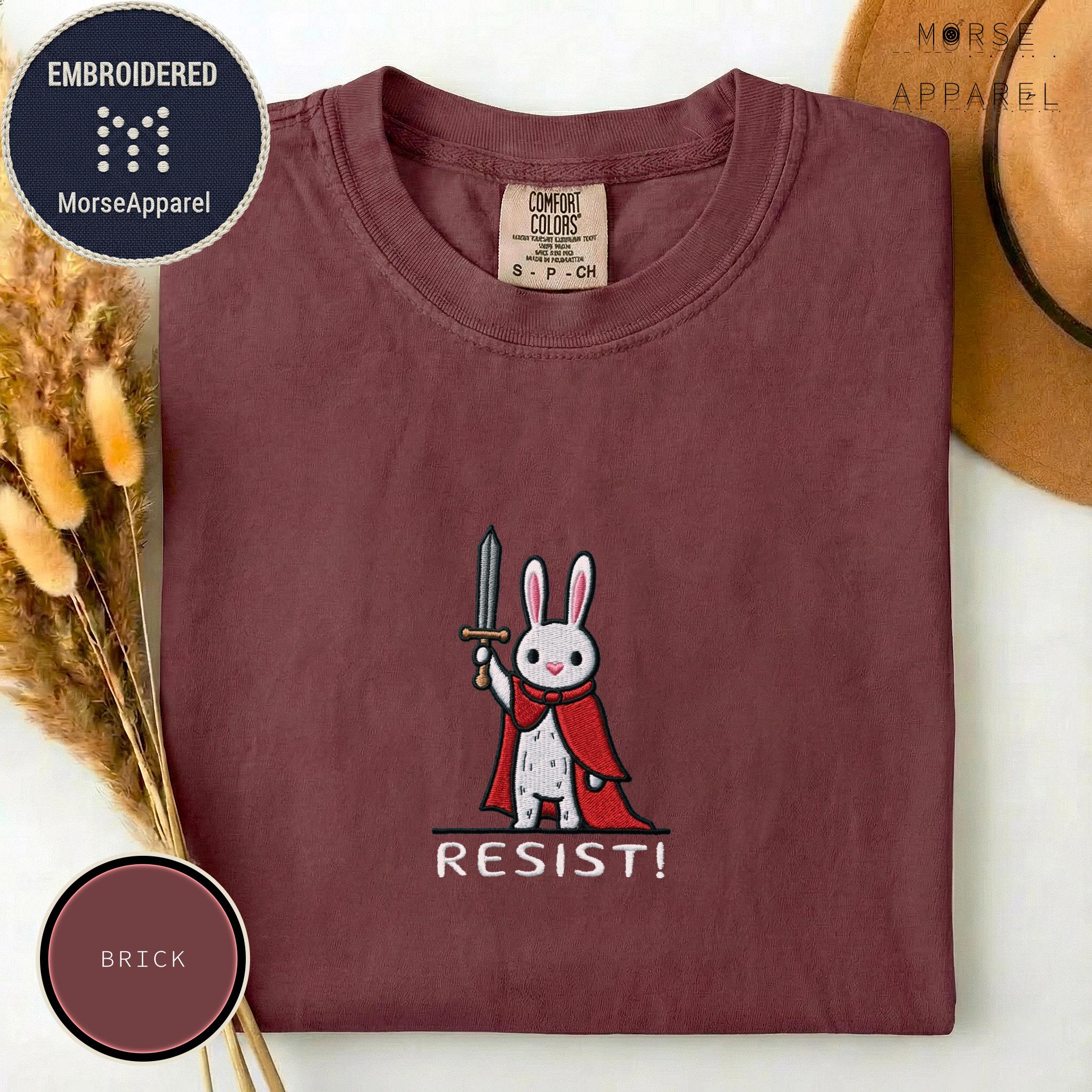 Resistmas Rabbit Embroidered Resist Rabbit T-shirt, Comfort Colors Protest Tee ...