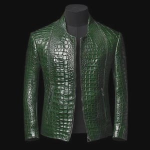 Krokodil-Prägemuster Echte Luxus-Herrenlederjacke Alligatorleder