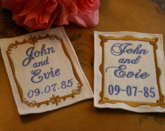 Elegant Custom Embroidered Wedding Dress Label