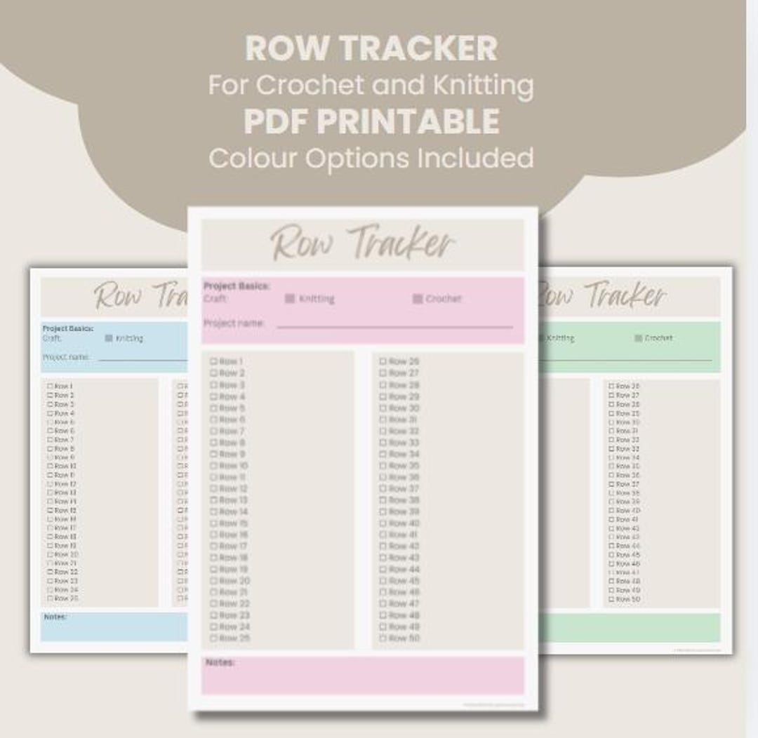 Row Tracker Printable | Crochet & Knitting Row Counter | One Page PDF ...