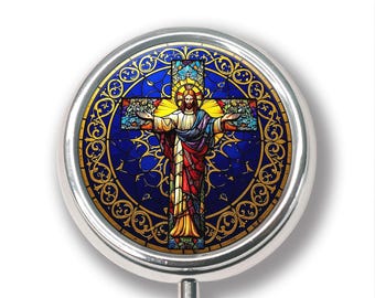 Geschenk Kreuz Medizin Box | Religiöses Reisemedizin Etui