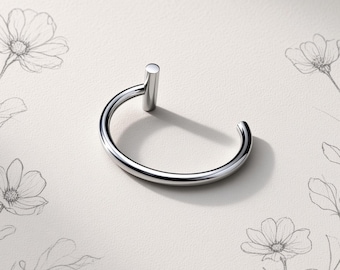 Anello per labbra in acciaio chirurgico in stile classico per decorazione labbra, colore argento - 16G 18G Non si ossida Lip Hugger Finto piercing per labbra Non perforato
