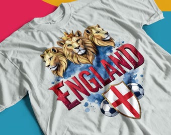 England 2026 Soccer T-Shirt | World Cup Fan Tee Three Lions Shield Football Shirt