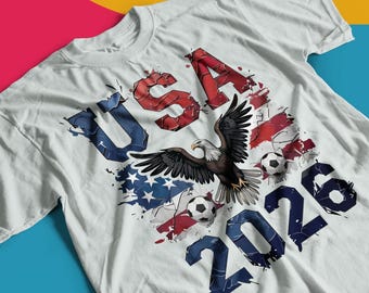 USA 2026 Soccer T-Shirt | World Cup Fan Tee American Eagle Flag Football Shirt United States