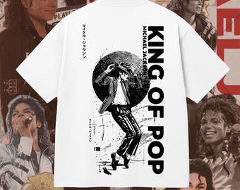 King of Pop Graphic Tee | Anime Art Dance Music Fan Shirt, Japanese Typography Streetwear