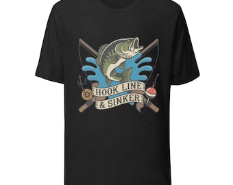 Hook Line And Sinker Fishing T-Shirt  |  Vintage Style Printed Bass Fishing Shirt for Men and Anglers