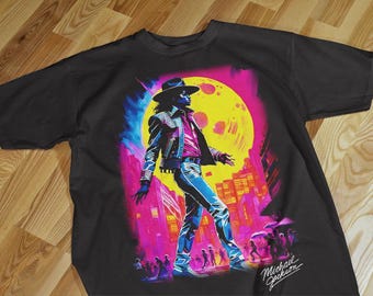 Michael Jackson Blue Burst T-Shirt | Silhouette Energy Graphic Tee Chrome Text Fan Gift