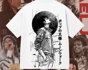 Anime Pop Art T-Shirt | Japanese Manga Music Fan Graphic Tee, Black White Oversized Shirt