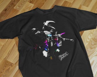Michael Jackson Silhouette Tee | This Is It Colorful Collage Graphic T-Shirt Music Fan