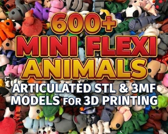 Flexi Mini Animals 600+ STL Bundle | 3D Print Files | Articulated Toys | Commercial Use License