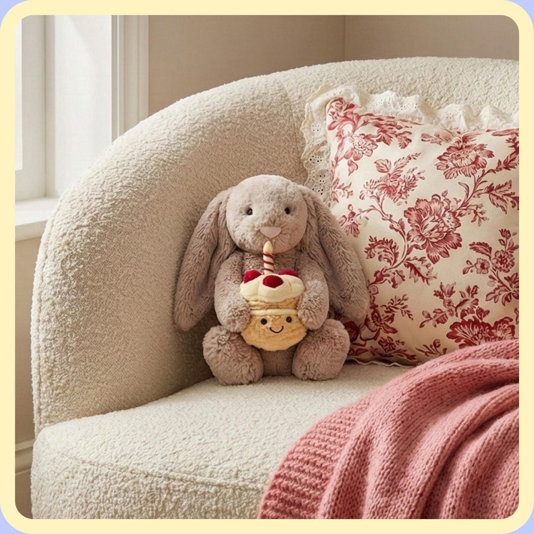 Jellycat Rabbit Decor Jellycat Bashful Happy Birthday Bunny, Rabbit Holding Cake, Party Plush ...