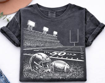 Football Stadium PNG, Vintage Football Shirt Design, Game Day PNG, Football Helmet Clipart