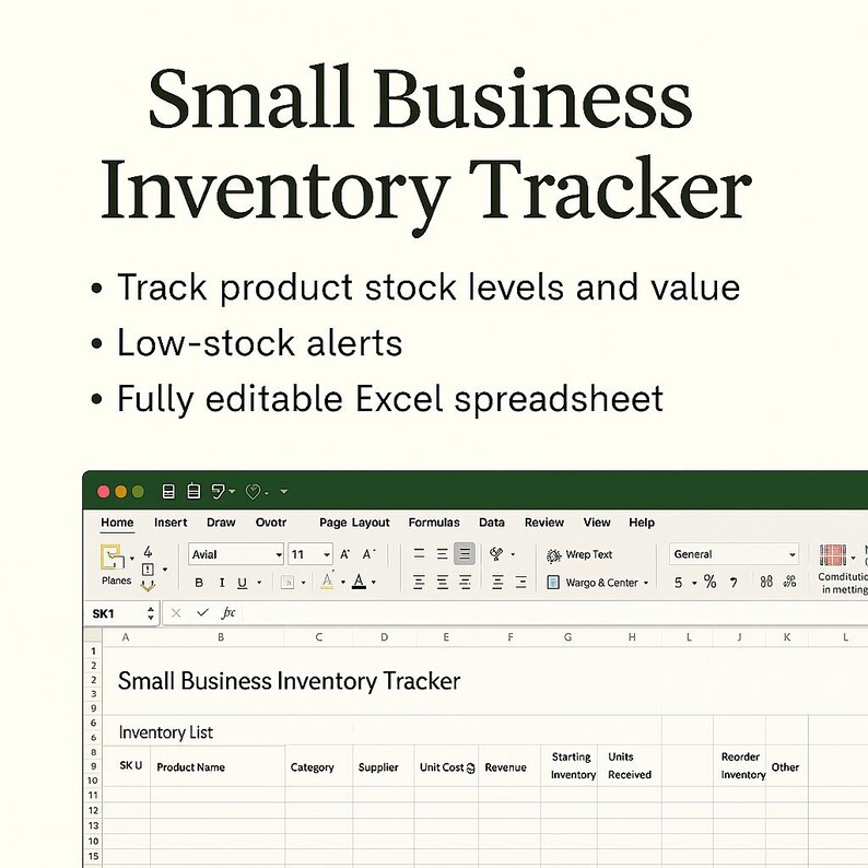 Excel Formula Inventory Alert Small Business Inventory Tracker Excel | Stock Management Spreadsheet ...