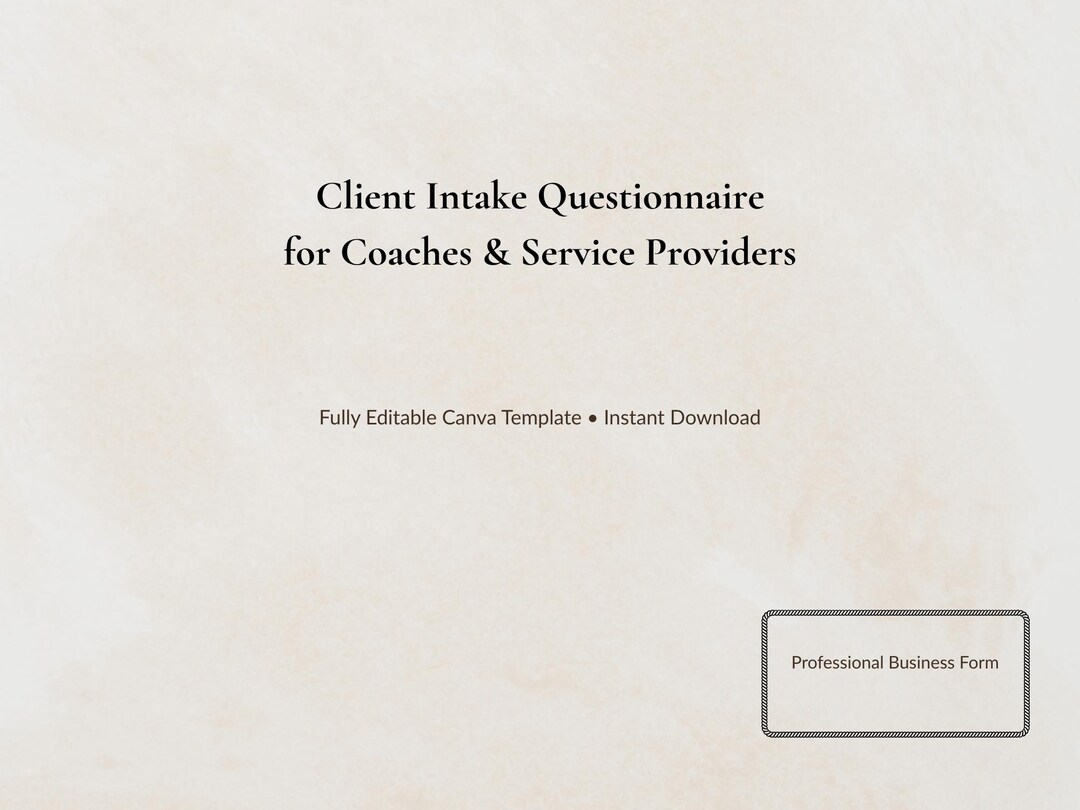 Client Intake Form Questionnaire Client Intake Questionnaire Template | Canva Intake Form for Coaches ...