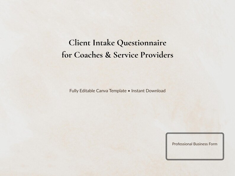 Client Intake Questionnaire Template | Canva Intake Form for Coaches ...