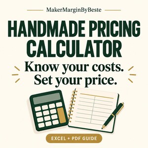 Handmade Pricing Calculator for Excel, Batch Costs and Profit Margin