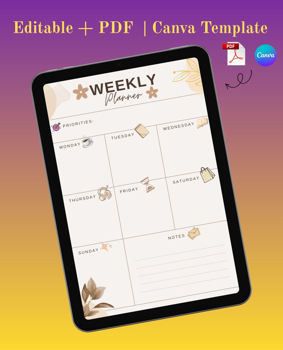 Beige Weekly Schedule Planner - Etsy