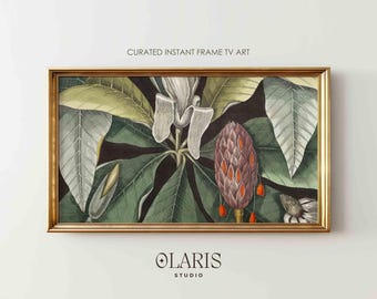 Vintage Botanical Illustration for Samsung Frame TV – Sage Green Jungle Art (Digital Download)