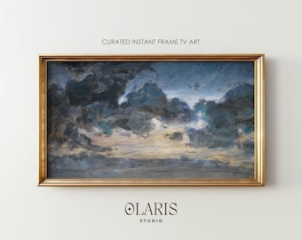 Moody Impressionist Sky - Vintage Samsung Frame TV Art, Dark Clouds Oil Painting (Digital Download)