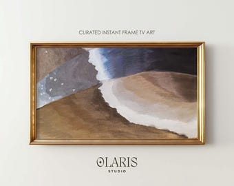 Abstract Painting for Samsung Frame TV – Blue Brown Japandi Wabi-Sabi Art (Digital Download)