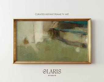 Moody Abstract Painting - Sage Green Japandi, Neutral Samsung Frame TV Art (Digital Download)