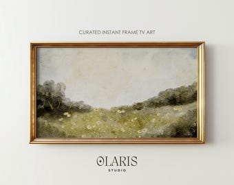 Green Meadow Landscape Frame TV Art – Spring Abstract Painting (Digital Download)