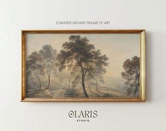 Misty Forest Art for Samsung Frame TV – Vintage Moody Landscape Wall Art (Digital Download)