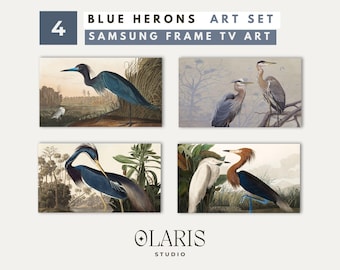 Zestaw artystyczny „Blue Heron” do telewizora Samsung Frame – obraz z ptakiem (do pobrania w wersji cyfrowej)