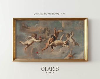 Romantic Cupid Valentine Art, Samsung Frame TV, Antique Cherubs Oil Painting (digital download)