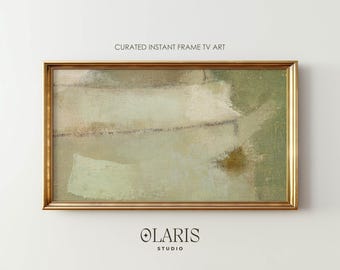 Earthy Sage Green Abstract Art – Neutral Earth Tone Frame TV Art (Digital Download)
