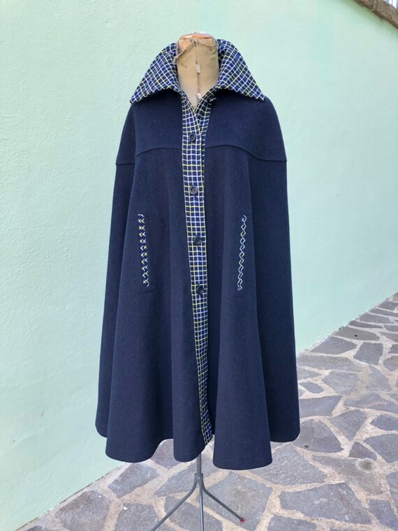 Blue wool cape
