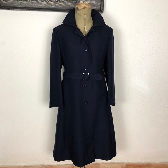 Trench coat blue wool gabardine 1970s