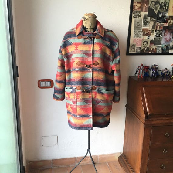 Duffel coat wool and silk tapestry blanket