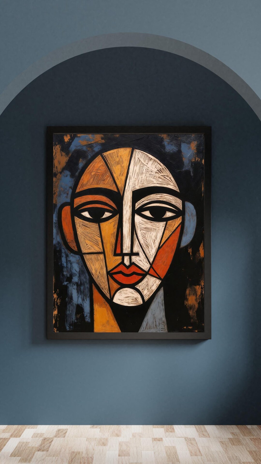 Set of 2 Cubist Face Prints | Modern Abstract Geometric Portraits ...