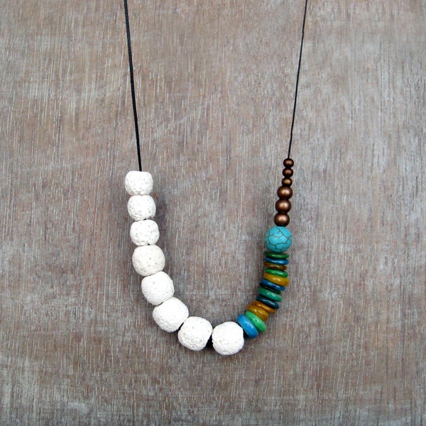 White Coral, Turquoise and Shell  Necklace / Natural Stone Necklace