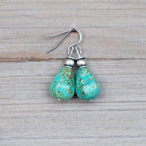 Turquoise drop dangle earrings image 1