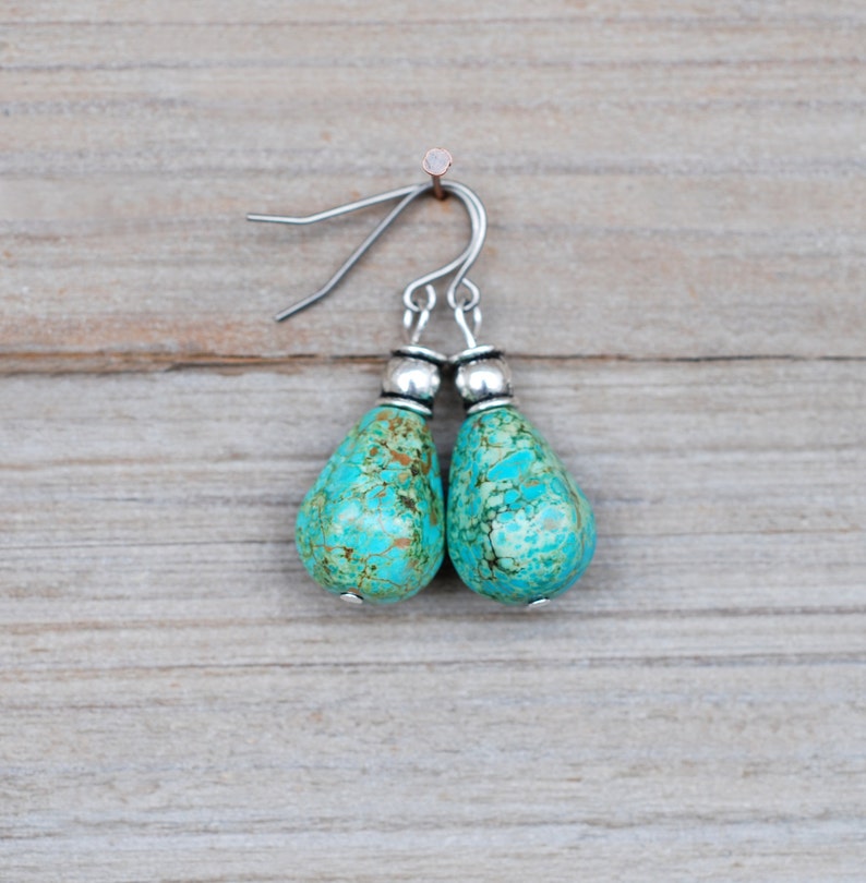 Turquoise drop dangle earrings image 1