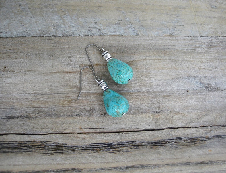 Turquoise drop dangle earrings image 5
