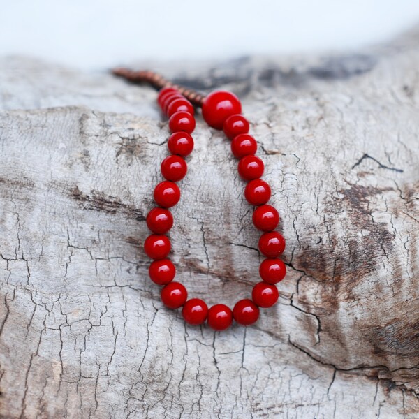Red Coral Necklace, Natural Stone Necklace, Red Necklace, Beaded Necklace, Coral Necklace