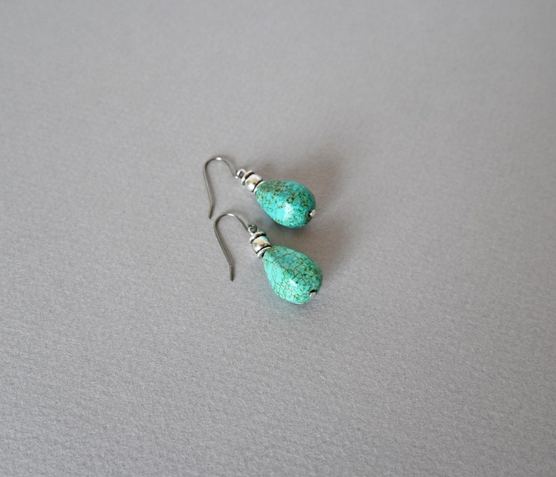 Turquoise drop dangle earrings image 3