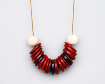 Red Coconut Necklace with adjustable length