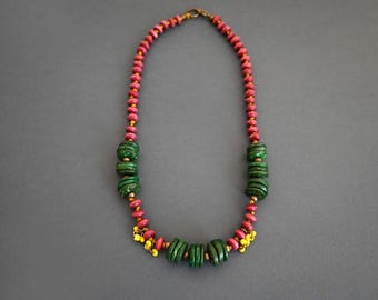 Chunky Hand Knotted Wood Coconut Necklace, Summer Jewelry  Gift For Her