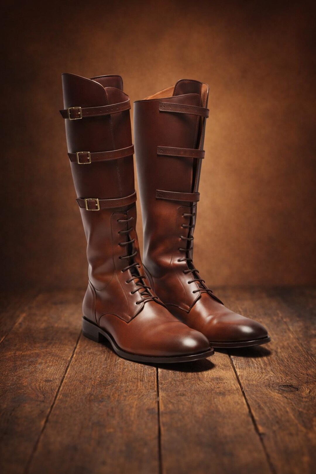 Handmade Brown Leather Riding Boots for Men –vintage Tall Equestrian ...