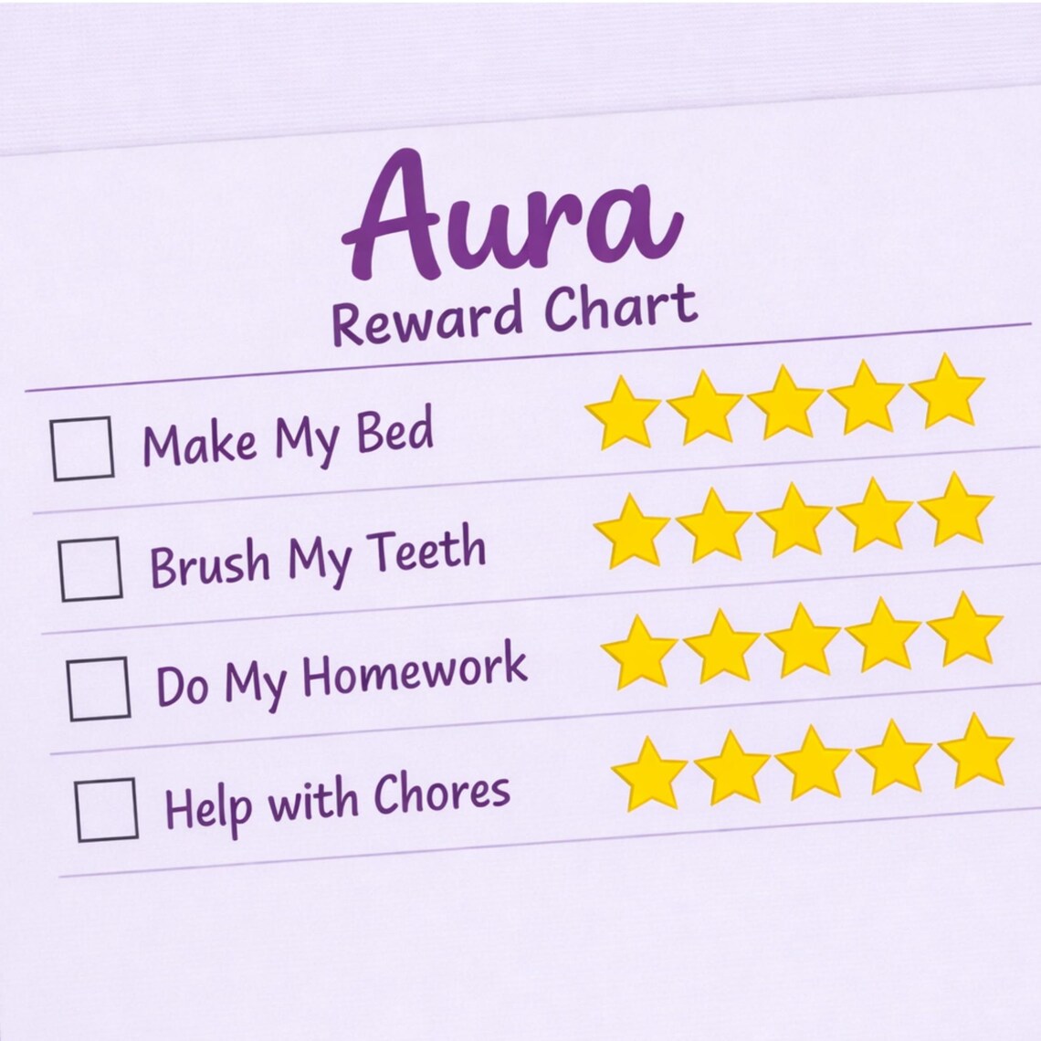 Printable Kids Behavior Chart – Daily Tasks, Star Tracking (instant ...
