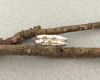 Silver and Gold Rings - Silver and Gold Stacking Rings - Mixed Metal Rings