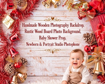 Fondo fotográfico rústico de madera hecho a mano, accesorio para estudio de retratos de recién nacidos.