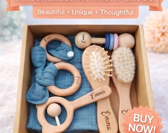 Cepillo de pelo de bebé personalizado: recuerdo de madera grabado para recién nacidos