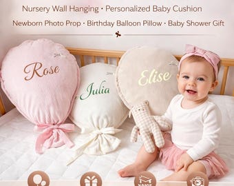 Cojín con globo personalizado con el nombre del bebé, adorno de pared para la habitación del bebé, accesorio para fotos de recién nacidos