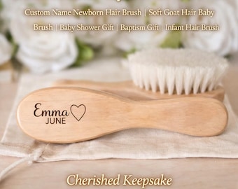 Cepillo de pelo de bebé de madera personalizado, cepillo de pelo de cabra con nombre personalizado